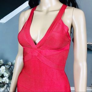 Bebe Bondage Sexy Deep V Neck Dress